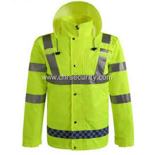 Reflective safety jacket with hood